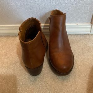 Brown leather booties